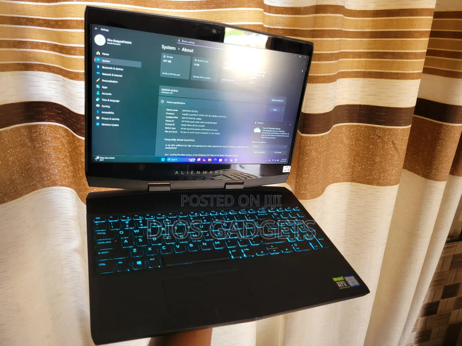 Laptop Dell Allenware M15 R5 16GB Intel Core i7 SSD 1T
