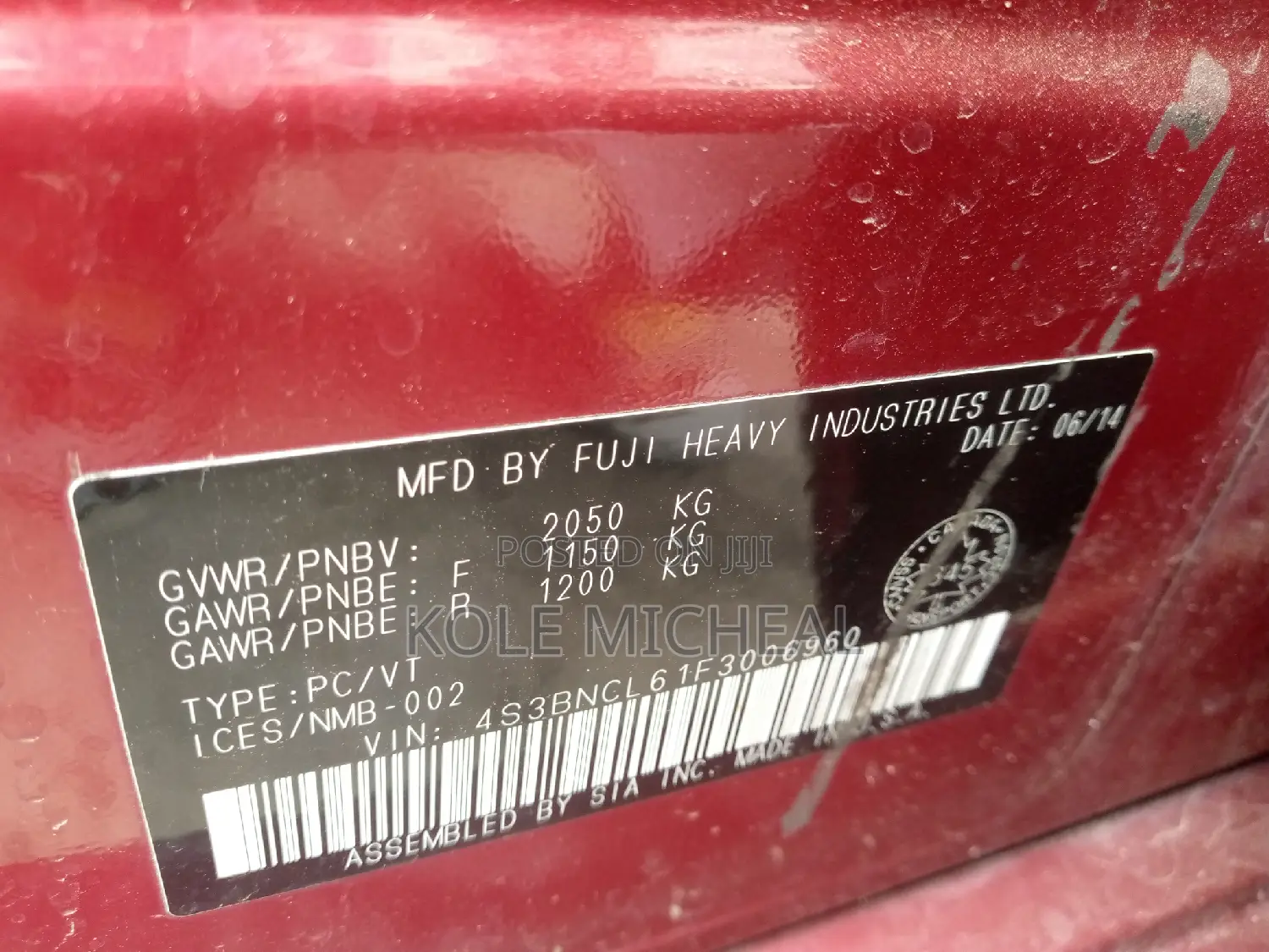 Subaru Legacy 2014 Red