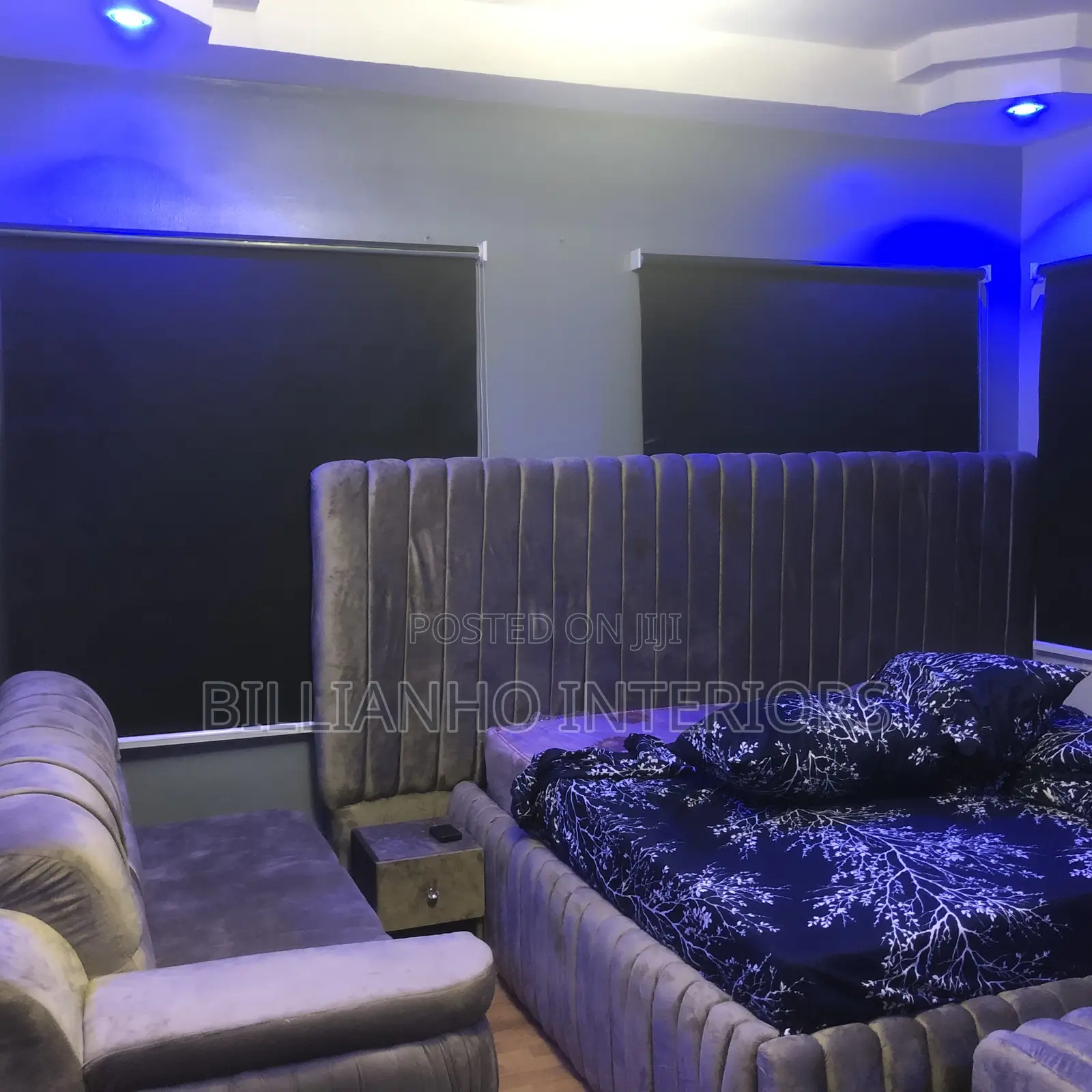 Deep Black Open Rail Roller Blackout Blinds