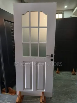 G10w Wooden Room Door – White With Glass (840mm, Elegant Design)