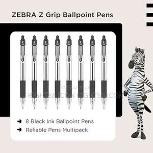 Usa Zebra Pen Z Grip Black Ballpoint Pens With Pocket Clip 8pk,