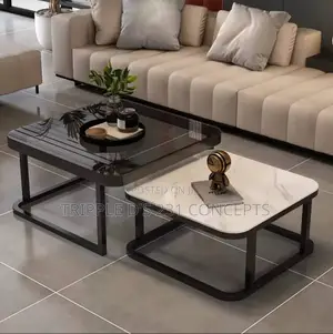 2in1 Square Marble / Tempered Glass Center Table