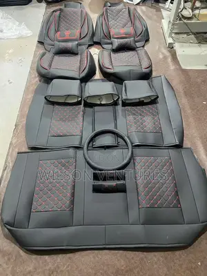 Black With Red Line Leather Car Seat Cover
