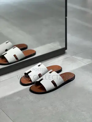 Hermes Men Leather Slides Slippers