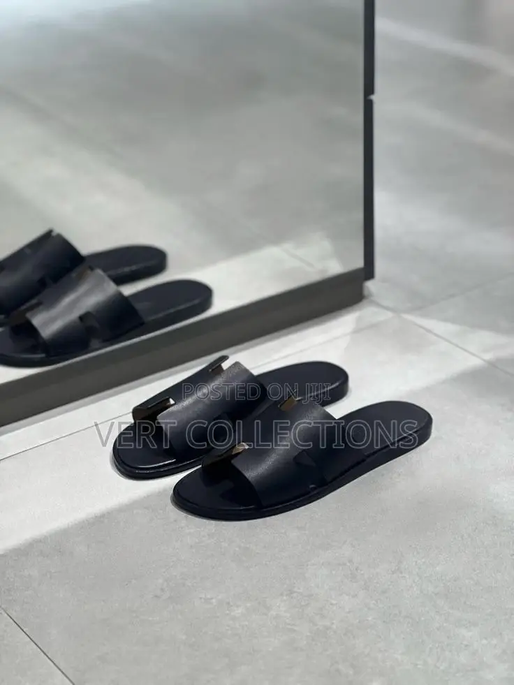 Hermes Men Leather Slides Slippers