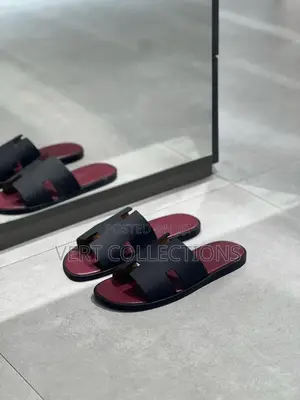 Hermes Men Leather Slides Slippers