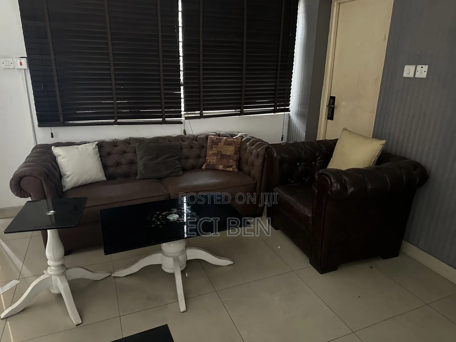 Neat Sofa Set + 5 Durable Window Blinds – Perfect Combo for Comfort