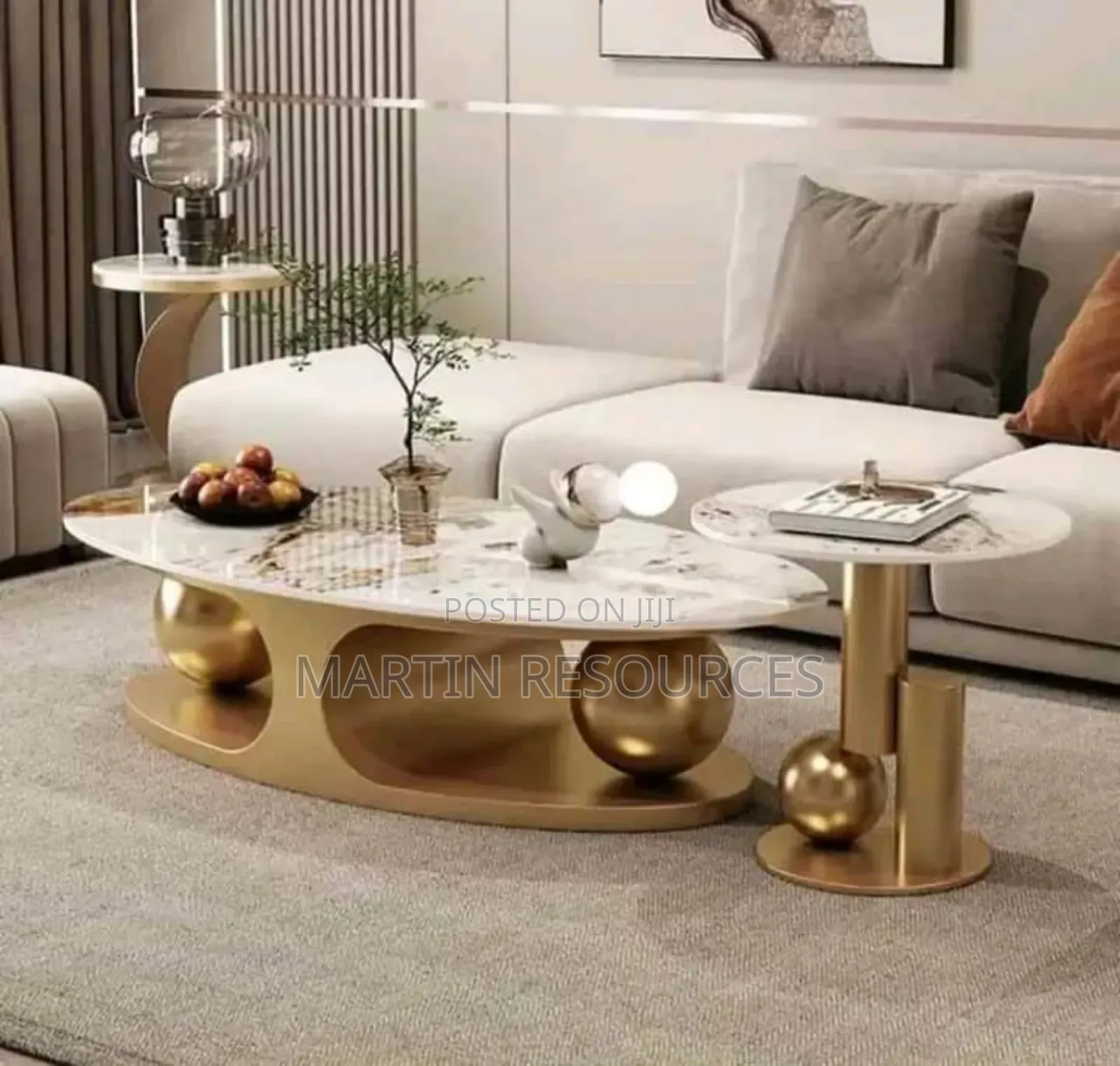 Marble Ball Centre Table With Side