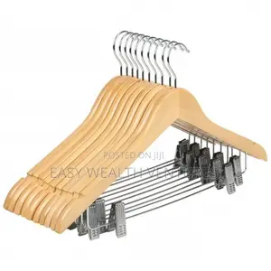 Original Wooden Color Wooden Hangers With Clips For Pants Wood Hangers