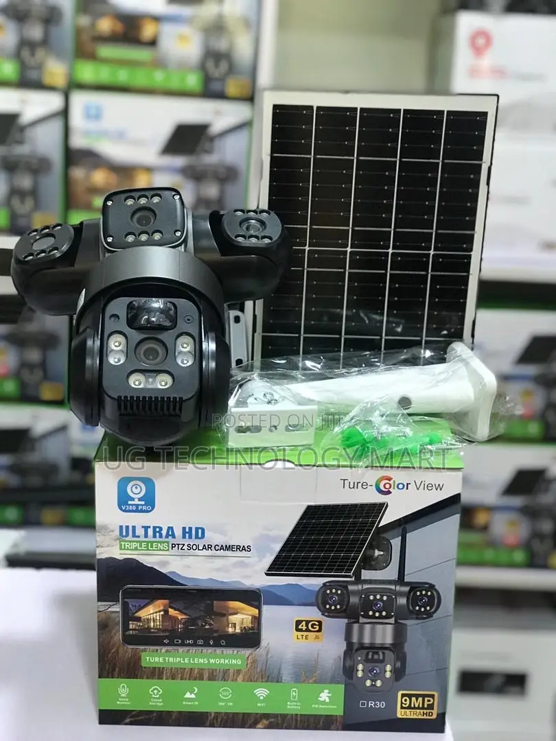 V380 Tri Lense Solar Powered PTZ Camera