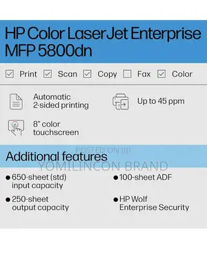 Hp Color Laserjet Enterprise MFP 5800dn Printer, Print,