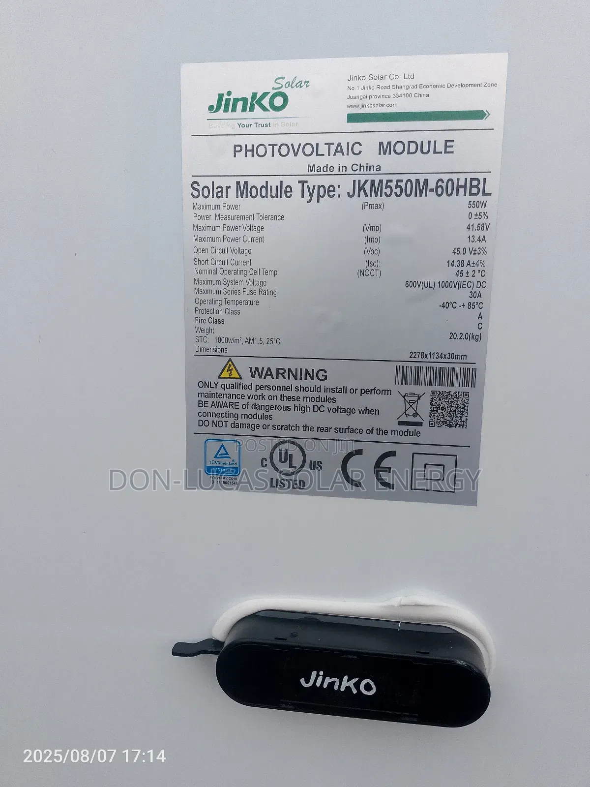 Jinko Solar Panel 550watt 120cell