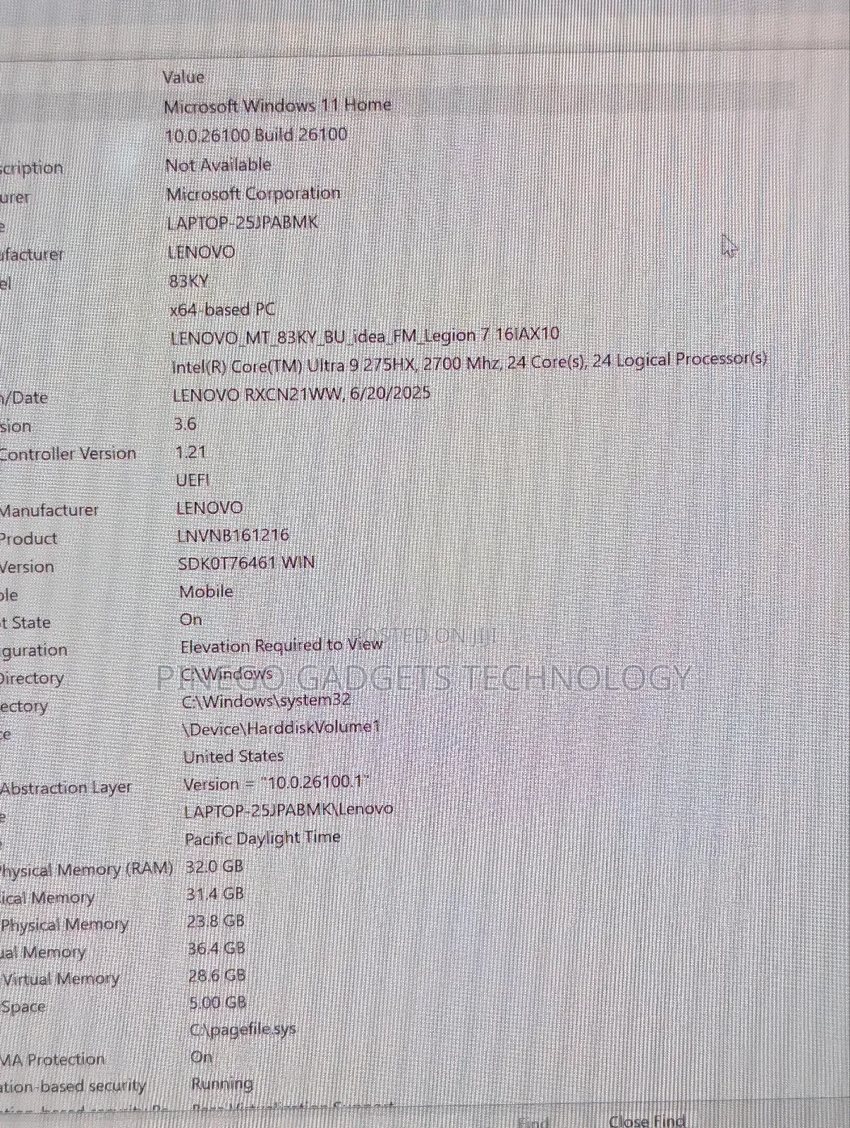 Laptop Lenovo Legion 7 32GB Intel Core Ultra 9 SSD 1T