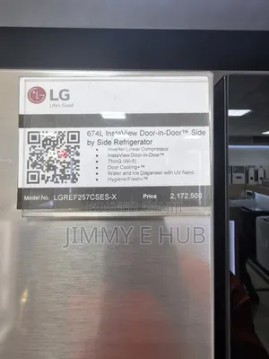 Lg Side by Side 674l Refrigerator (Knock Twice View) Ref 257 Cses-X