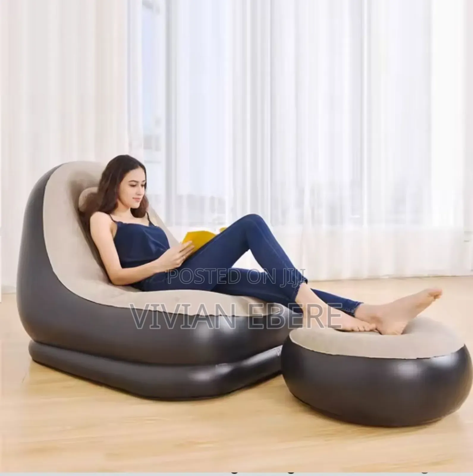 Inflatable Sofa With Foot Stool With Electric Pump