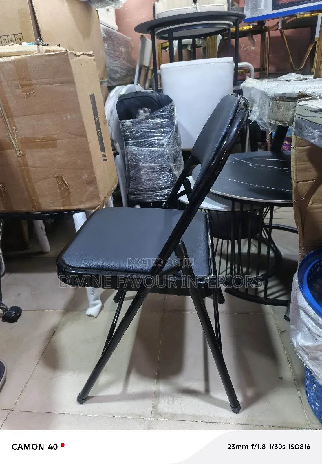 Foldable Chair With Leather Sit
