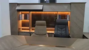 Imported 3 Meters Office Boss Table With Led Light and Shelve