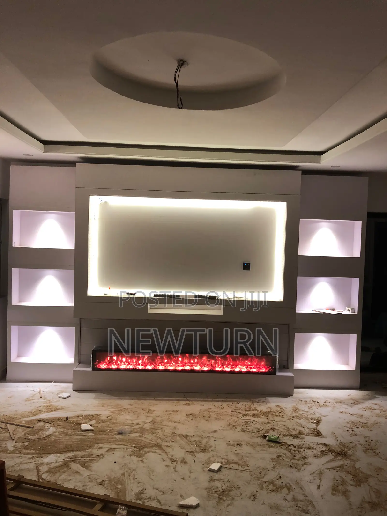 Luxury Tv Console With Led Fireplace.