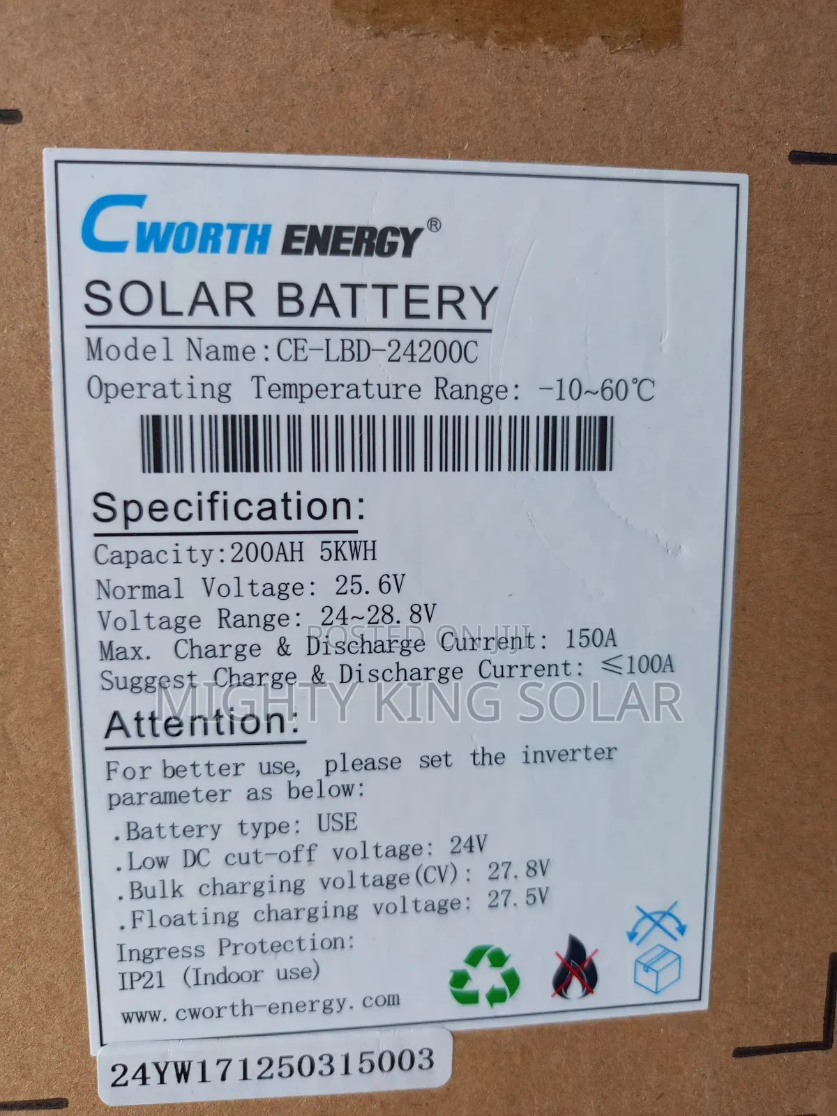 5kwh 24v Cworth Energy Lithium Iron Battery
