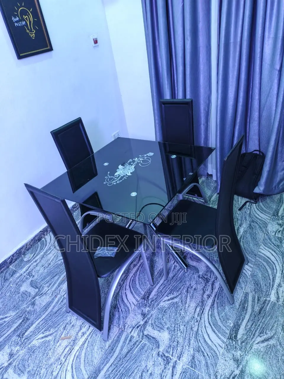 Classic Glass Dining Table 4 Chairs