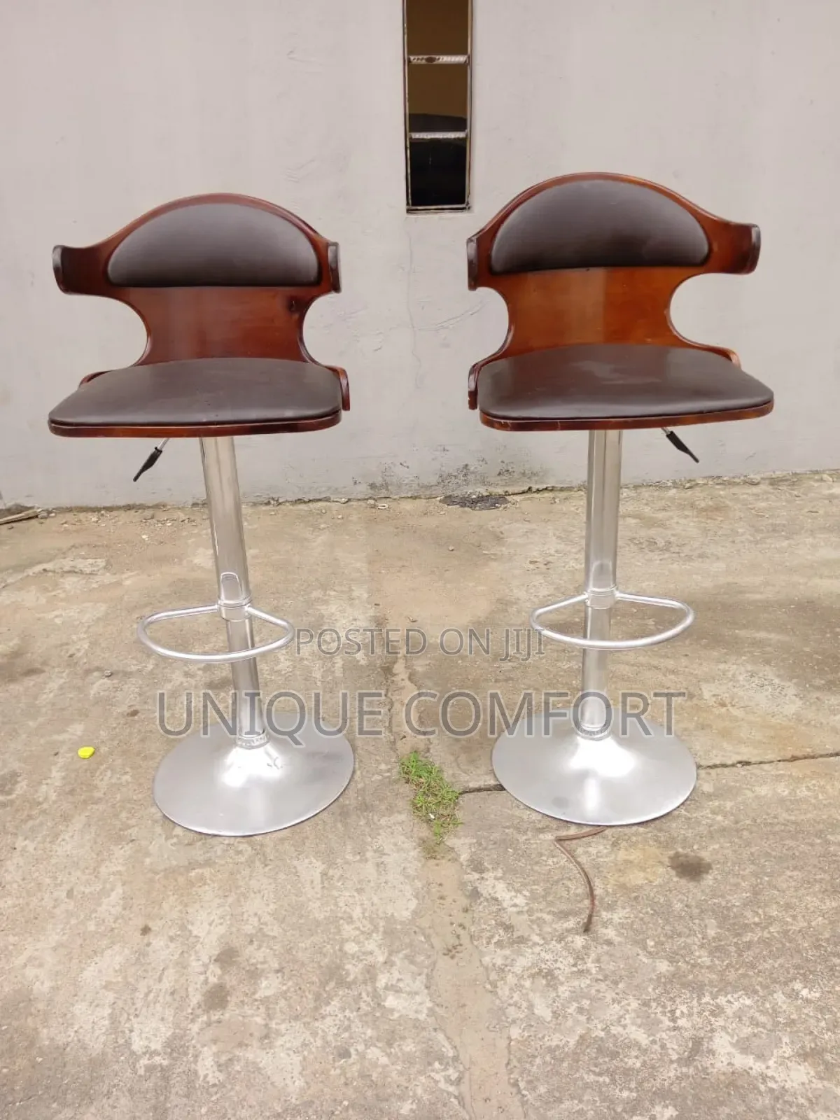 Imported Classic Adjustable Wooden and Leather Bar Stool ( Each)