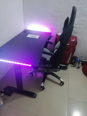 Electric Adjustable Led Light Desk 1.2m Game Chair B/W