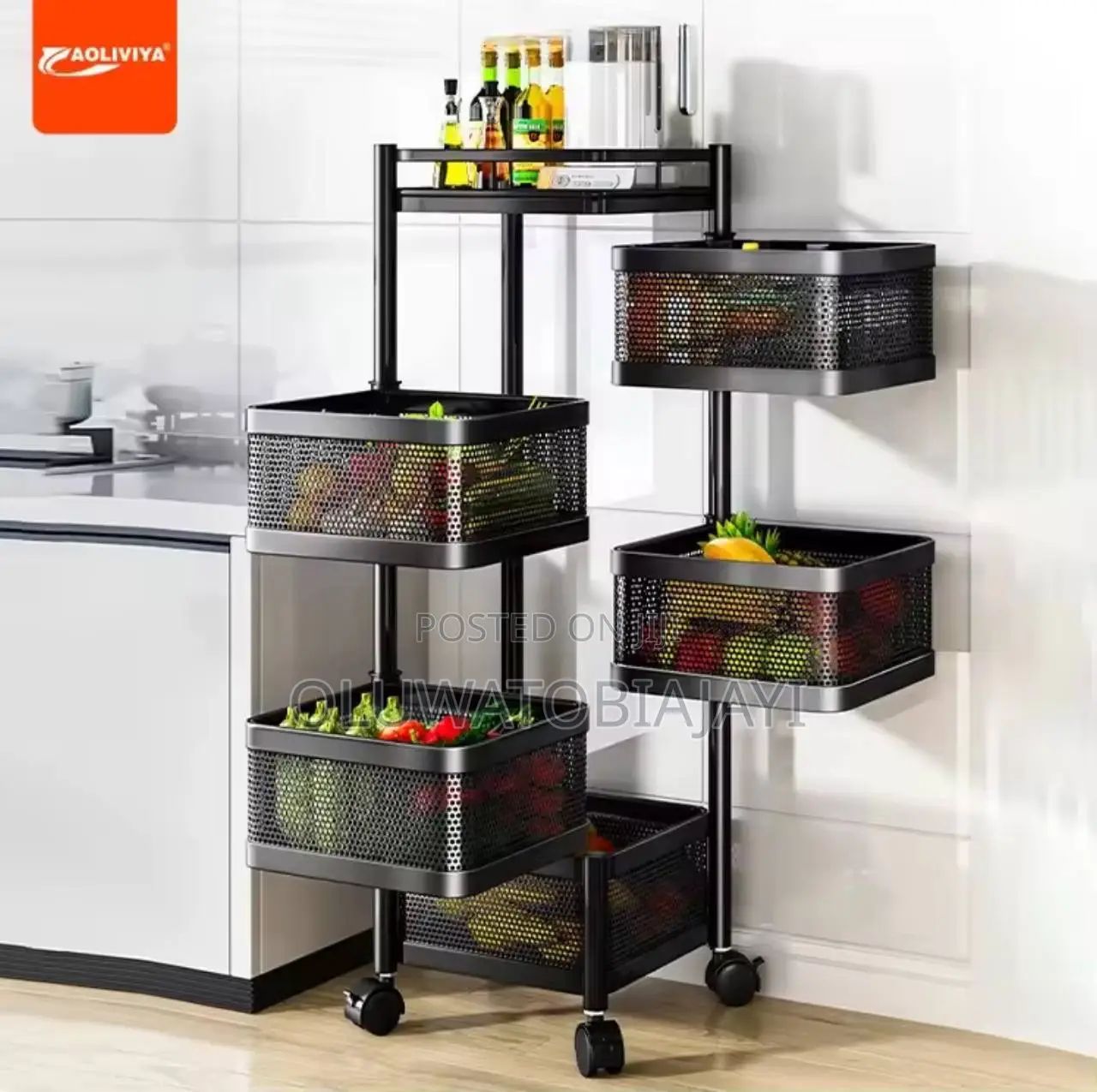 Kitchen Rotatable Organizer Movable Floor-standing Multilayer