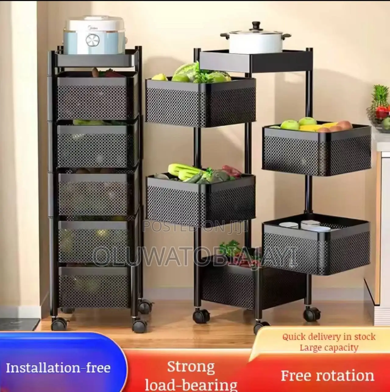 Kitchen Rotatable Organizer Movable Floor-standing Multilayer