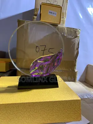 Circle Glass Plaque, With Purple Design