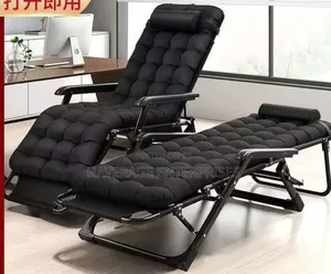 Adjustable Outdoor Relaxing Bed/Chair With Cushion - Black