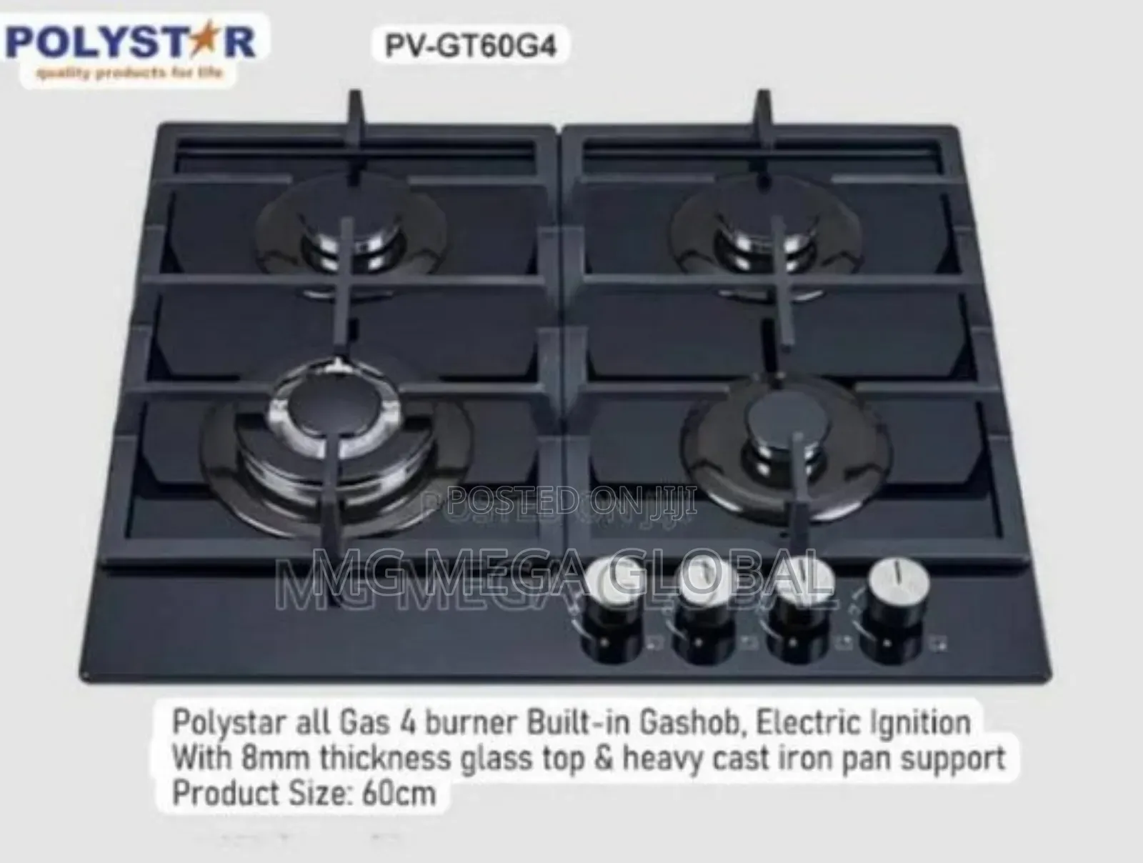Polystar Built-in 60cm 4 Burner Gas Cooker