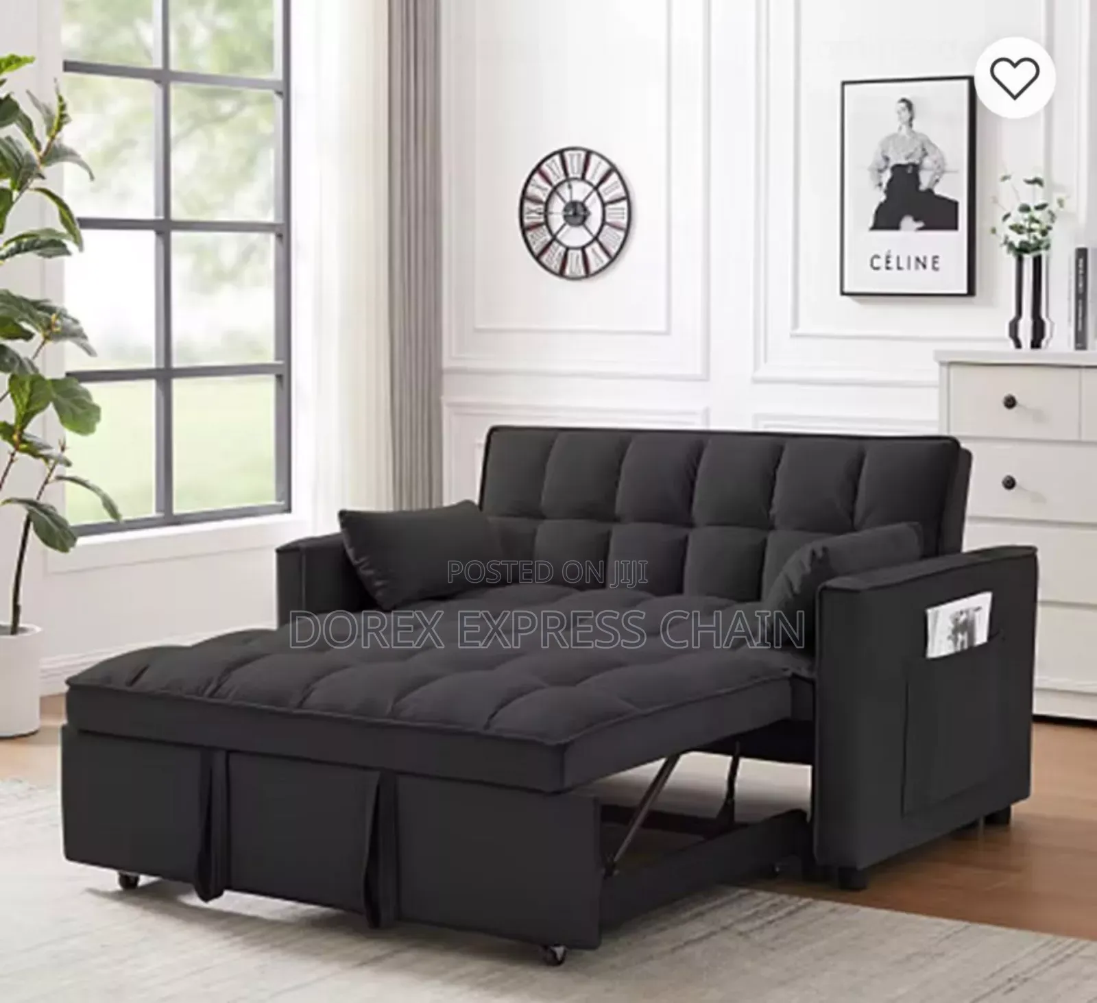 Stylish Sofa Bed. Space-Saving Convertible Sofa