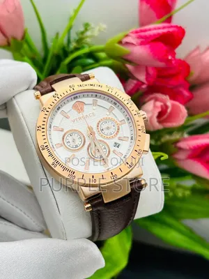 Versace Functional Chronograph Leather Wristwatch