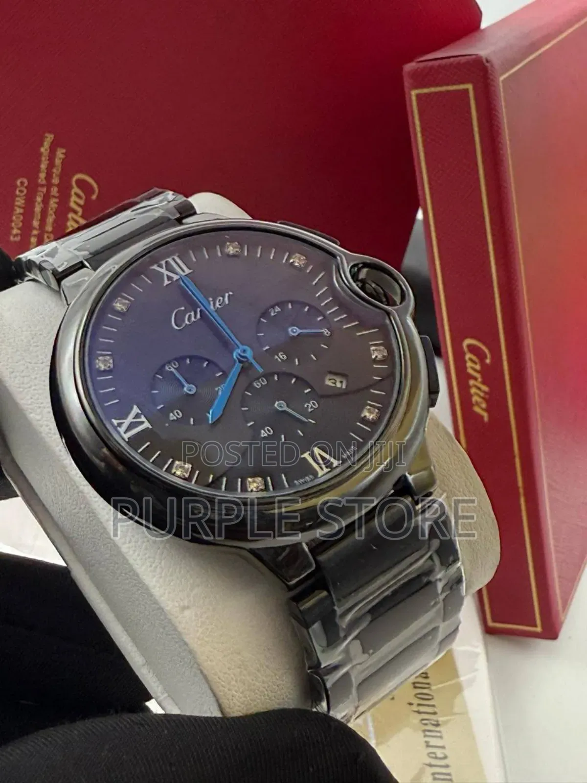 Cartier. Functional. Chronograph. Non-Tarnish Steel Watch