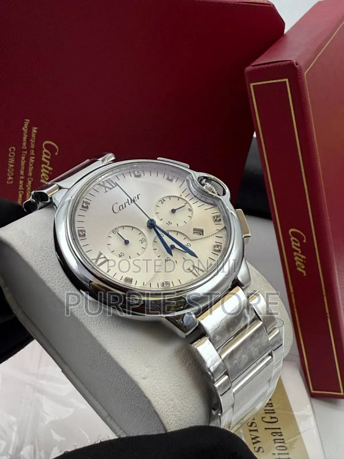 Cartier. Functional. Chronograph. Non-Tarnish Steel Watch