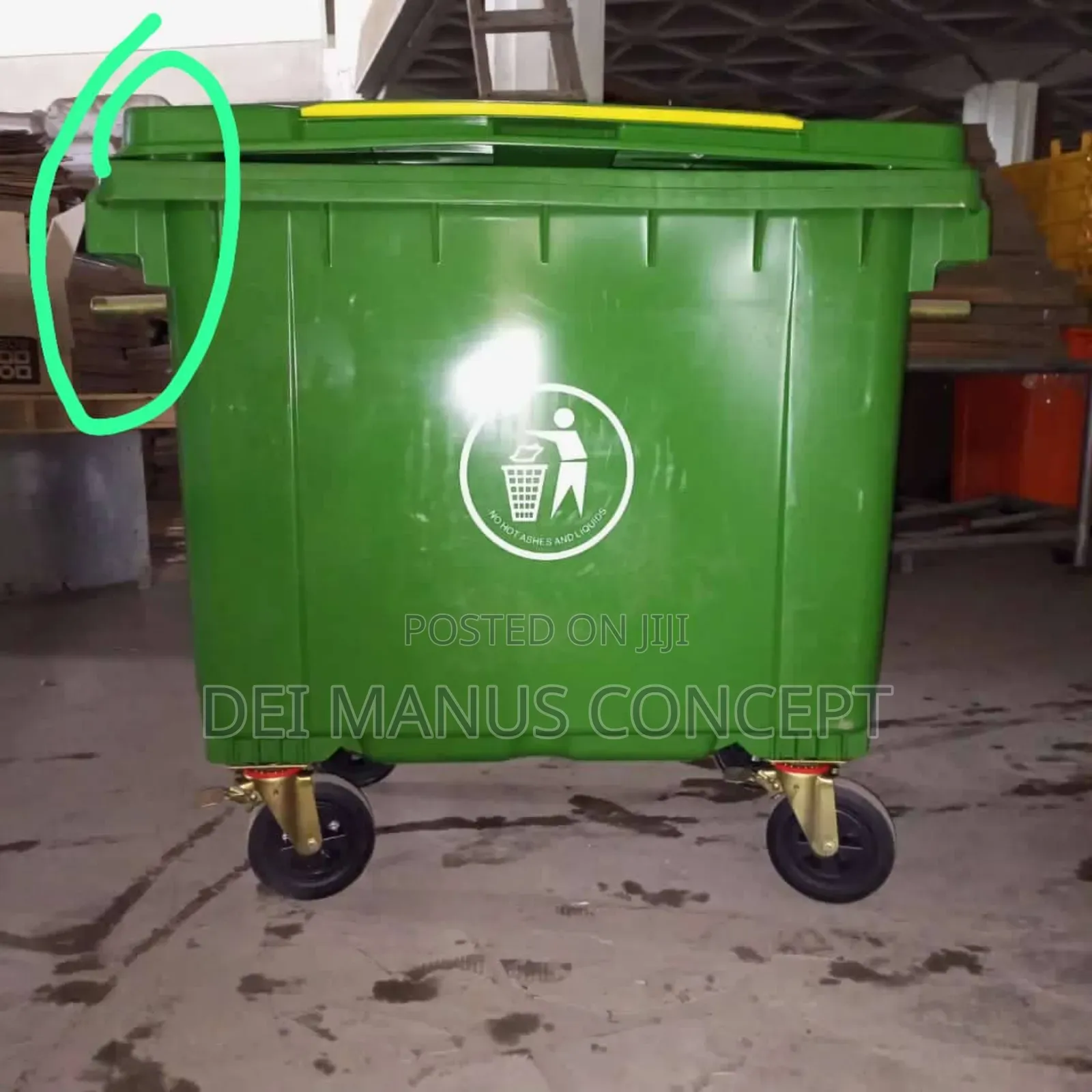 660 Litres Waste Bin With Metal Handle
