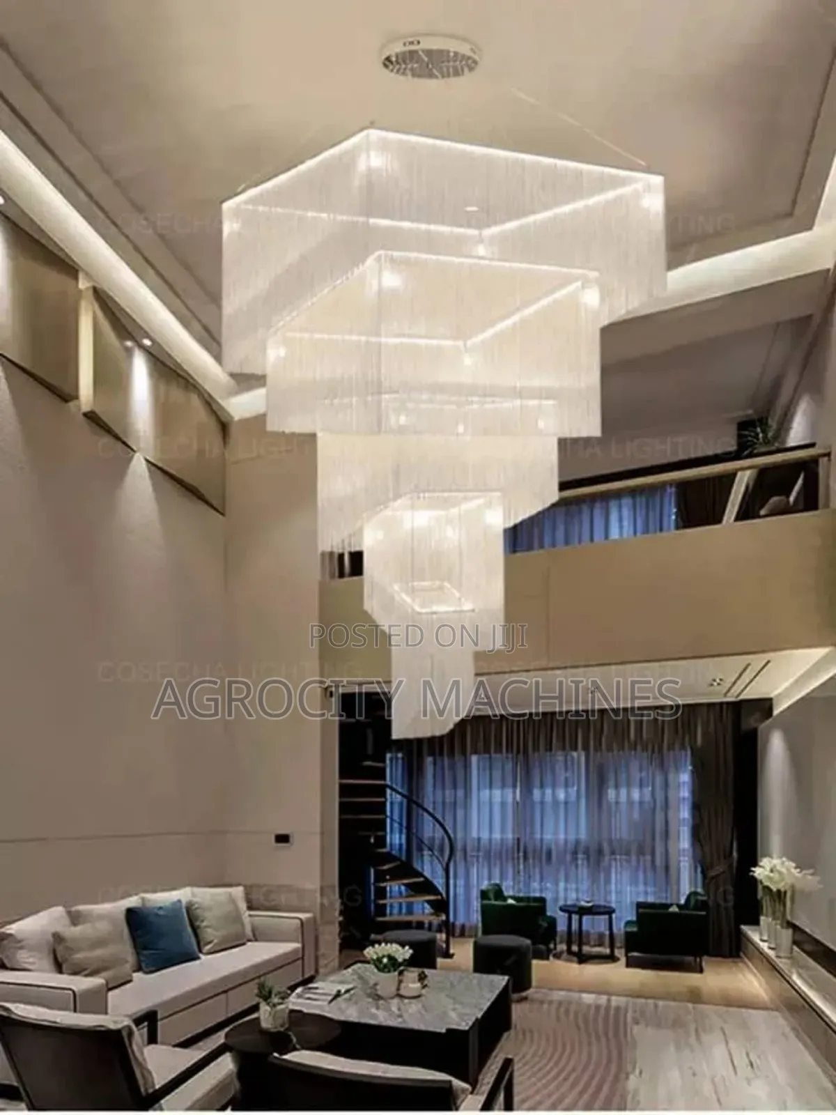 Modern Multi-tier Square Chandelier.