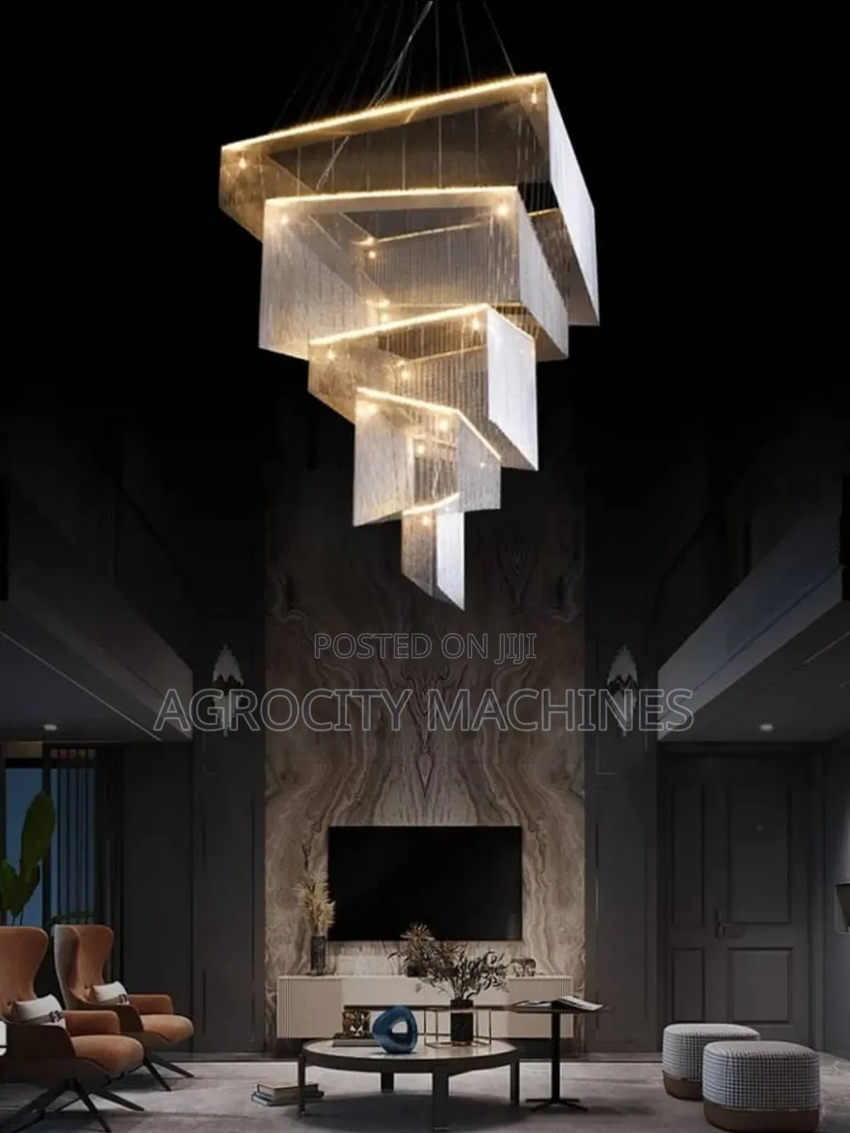 Modern Multi-tier Square Chandelier.