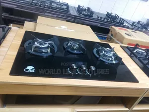 G S Glass Top Cabinet Gas Cooker 3 Burners Automatic Ignition