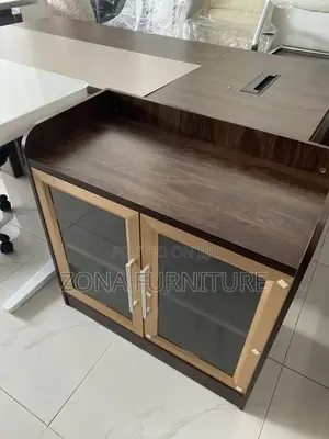 Office Side Table, Tea Table Double Glass Door