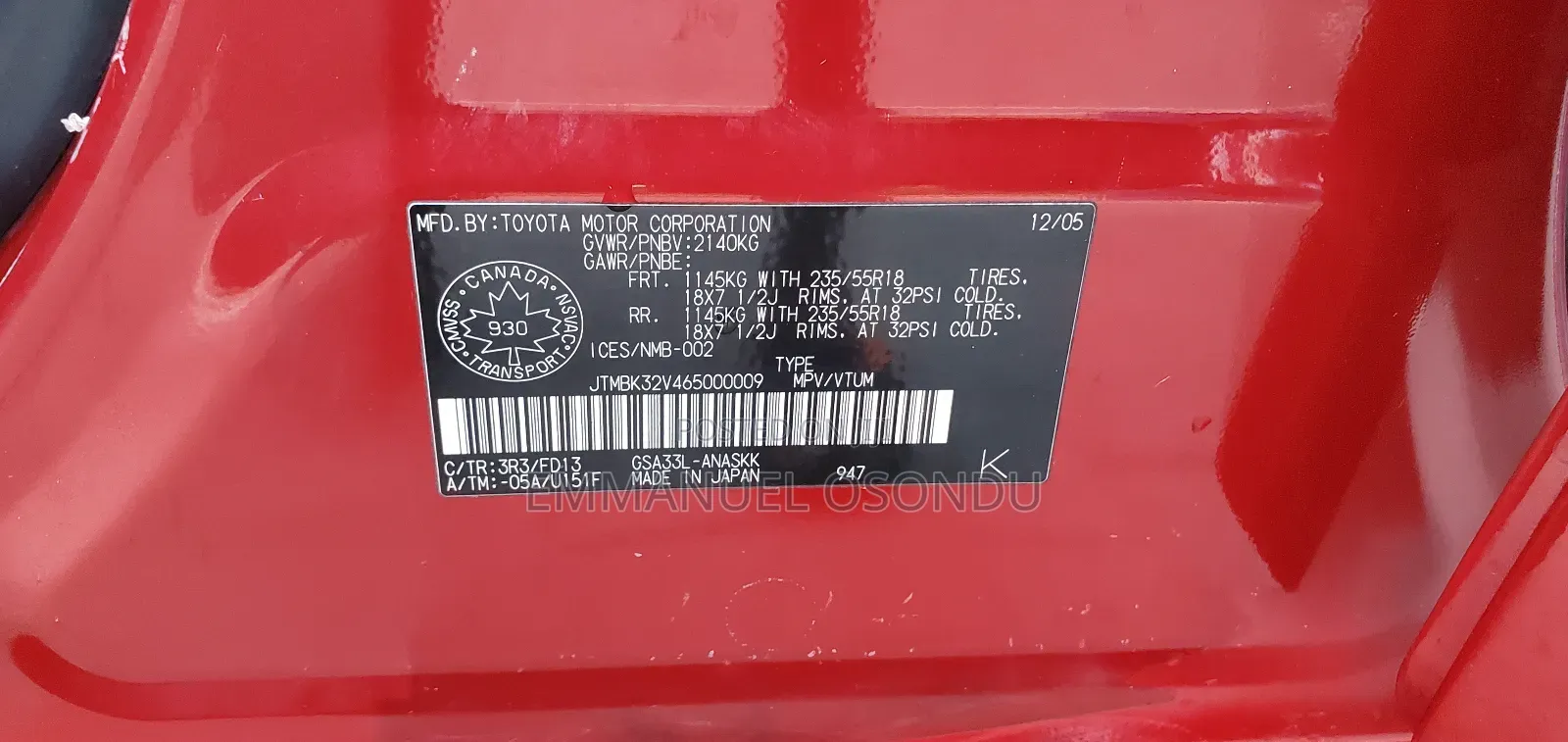 Toyota RAV4 2006 Red