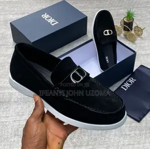 Classic Dior Black Suede Loafers Shoe
