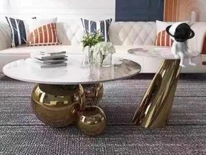 Round Luxury Coffee Tea Table, Marble Top