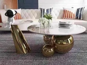 Round Luxury Coffee Tea Table, Marble Top