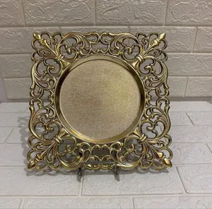 Gold Square Design Charger Plate - 50pcs