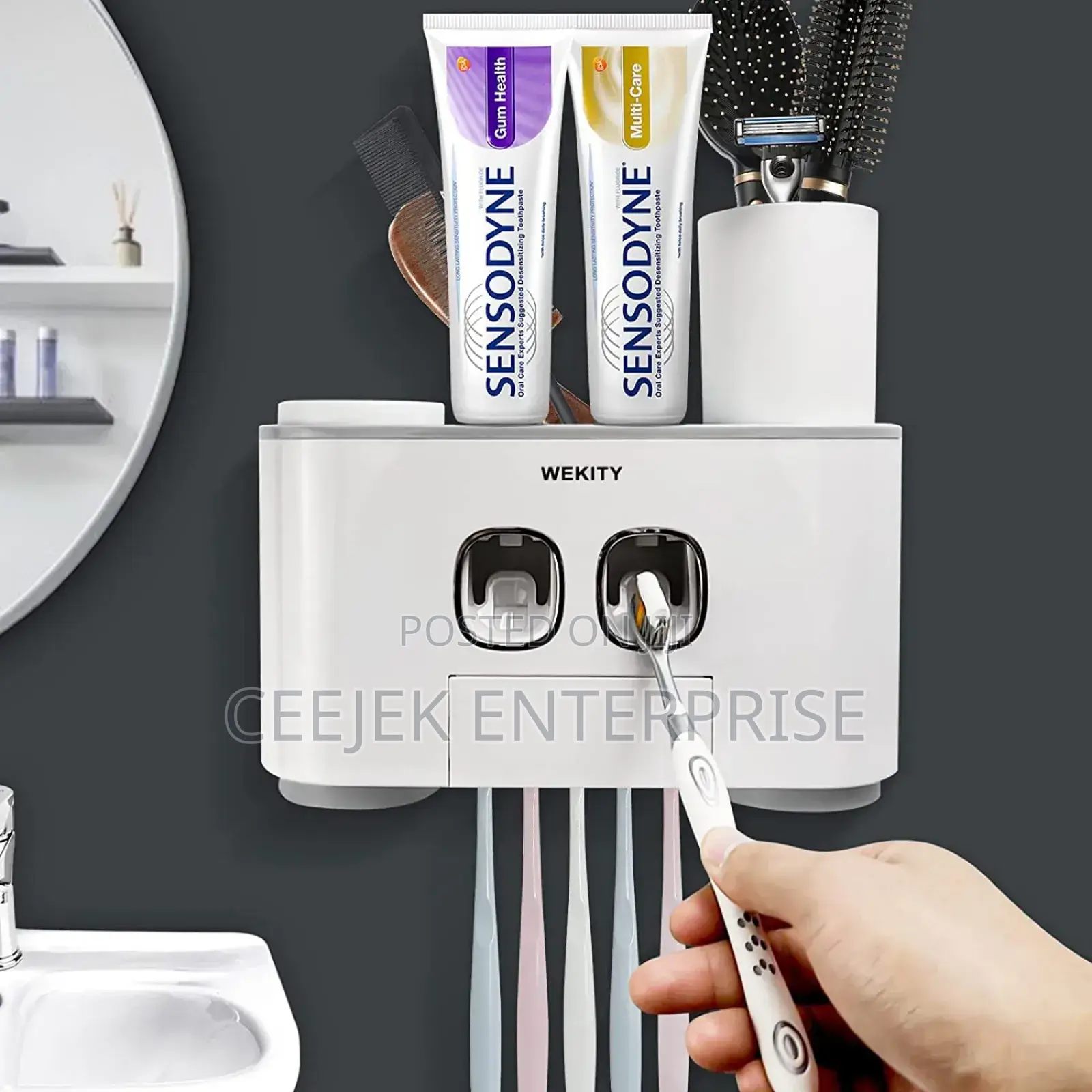 White Automatic Toothbrush Dispenser