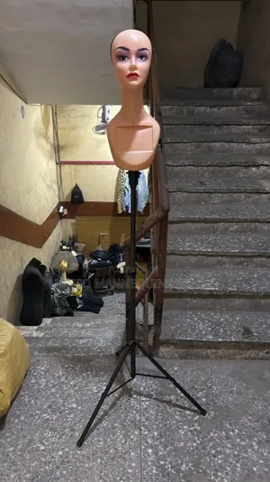 Female Long Mannequin Head & Small Tripod Stand