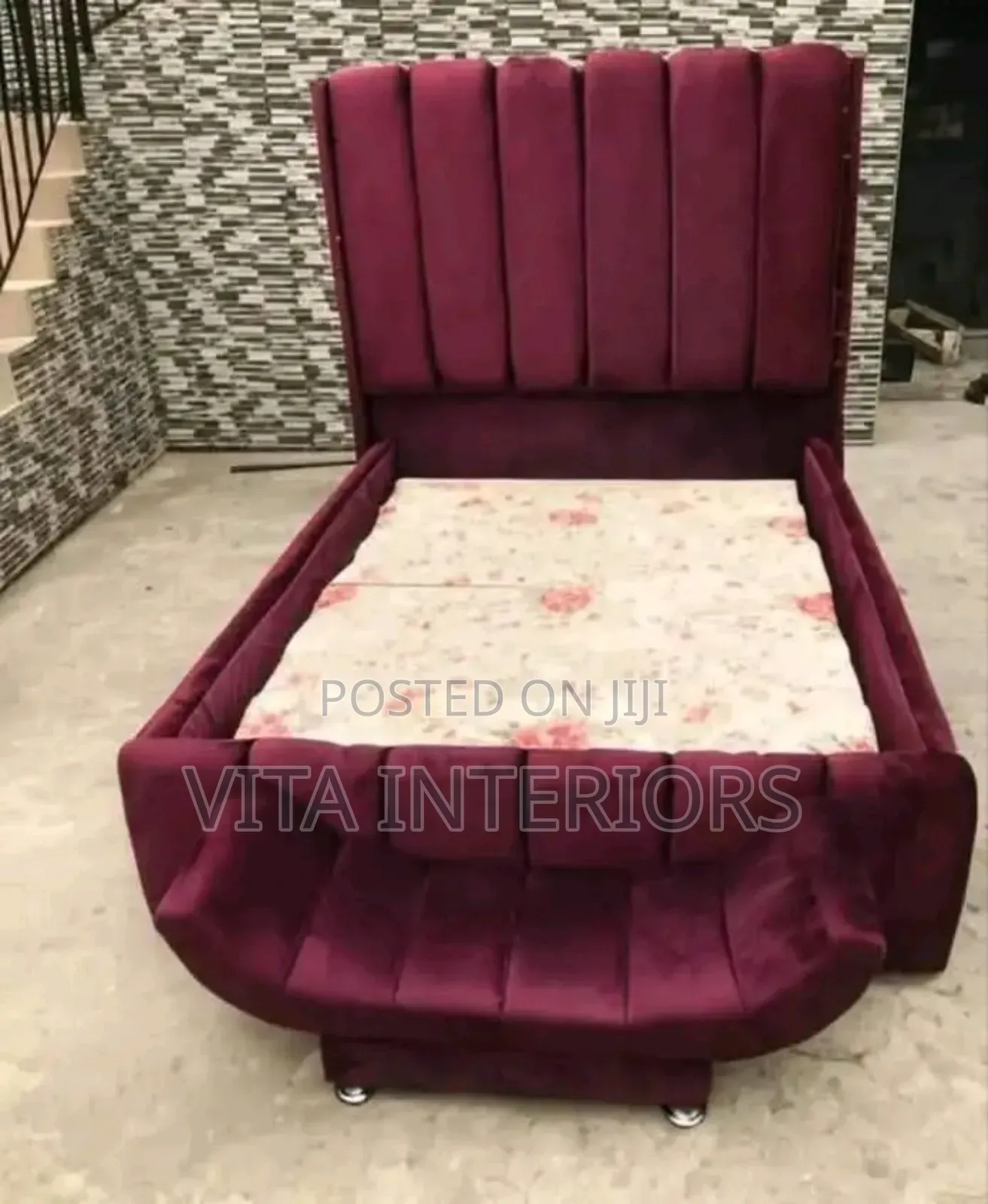 Wine Red Color Bed