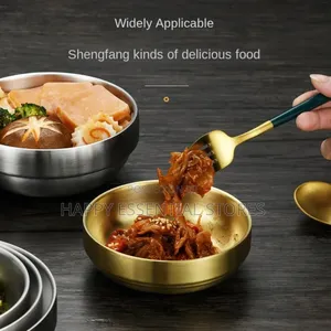 304 Stainless Steel Double Wall Golden Sauce Bowl