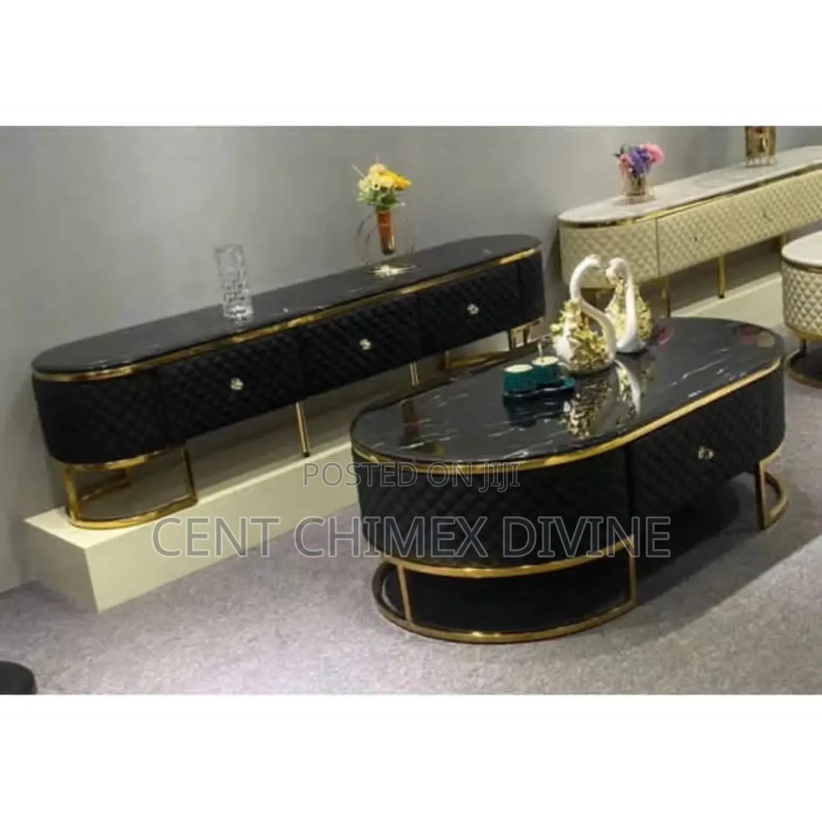 Black Executive Tv Console Set